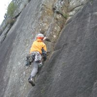 James making short work of Slab Recess Direct (Roger Dyke)