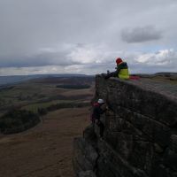 Andy belaying Cathy on Zig Zag Crack VS 4b (Tom Marsden)