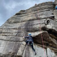 Phoebe on the rockover on Black Slab - airtime followed (Georgia Dowler)