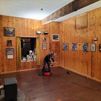 Loung floor prep for the next coat of floor oil (Tim Howarth)