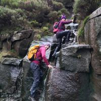 Ed and Michelle loving the slimy waterfall (Andy Stratford)