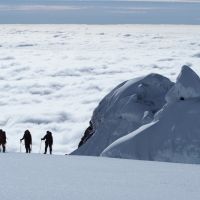 Ivan, Mich and Stu on the summit plateau of Antisana 5705m, AD- (Andy Stratford)