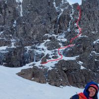 Mich on the way down, Central Gully RH, first 3 pitches (Andy Stratford)