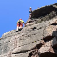 Dylan belays Noah on Yosemite Wall E2 5b (Rory Marsden)