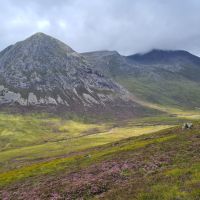 Descending to the Lairig Ghru with The Devils Point on the left, Corrour Bothy is visible on the right