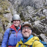 Douglas gap gully to access Tower Ridge, Andy and Jess (Andy Stratford)