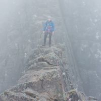 Jess at a rather damp Tower Gap, Ben Nevis (Andy Stratford)