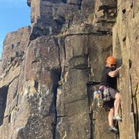 Matt W nearing the top of Updraught Corner (Luke Cullum)