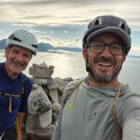 Liam and Andy after soloing RocknRoll Ridge at Rorvika. (Andy Stratford)