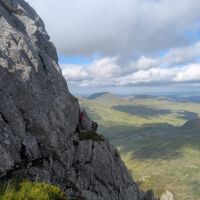 Luke and Harry about to find out just how tricky the 'tricky' wall is on South Buttress (Tryfan)