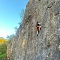 Dan hiding from the sun by hanging around on an unprintable route at Masson